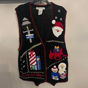Vintage Victoria Jones Christmas Sweater Vest Women’s L (Ugly Christmas Sweater)